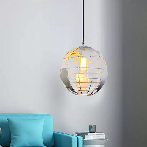Ball hanglamp, vintage Industri hanglampen in ijzeren boldesign, plafondlamp voor woonkamer eetkamer gang restaurant (wit) zonder lamp