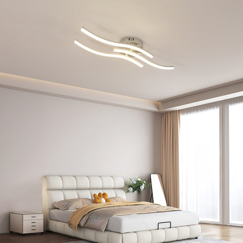 Moderne LED-plafondlamp met drie parallelle golven - zilveren kroonluchter, 18W 60*12cm, warm licht 3000K, 220V