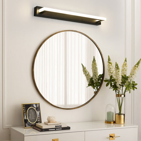 42 cm zwarte acryl LED-wandlamp - 9 W spiegelverlichting, 4500 K neutraal licht, 220 V, flikkervrij, veelzijdige installatie