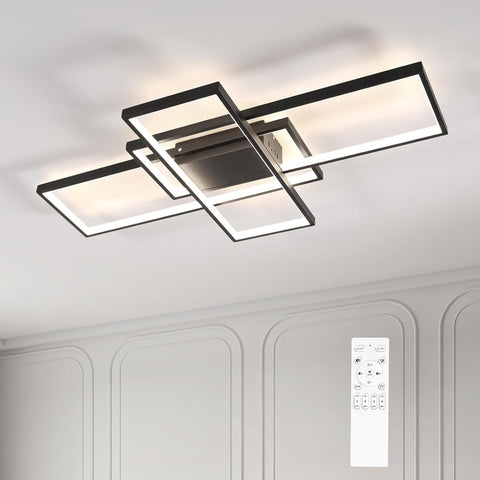 moderne dimbare led-plafondlamp dimbare 3000K-6000K rechthoekige plafondlamp voor woonkamer slaapkamer eetkamer kantoor zwart