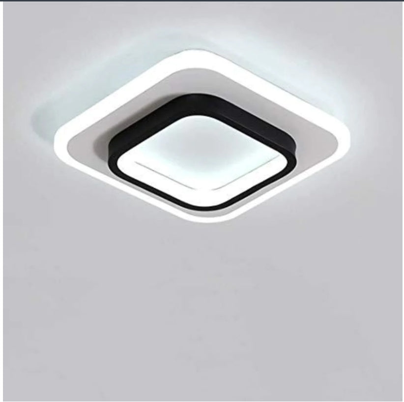 Lampa sufitowa LED, kwadratowa czarna + biała, 40W 6500K chłodne białe światło, 40*40*5CM, do korytarza