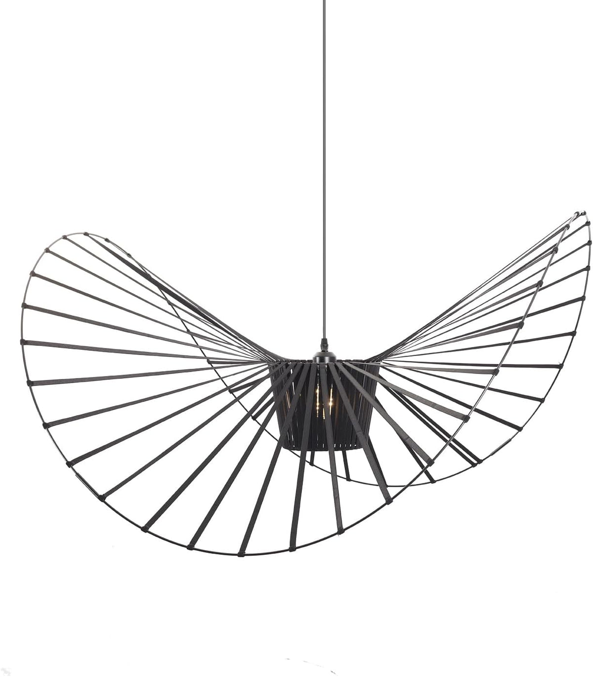 Lustre en forme de chapeau en fer (D100*58CM, Noir, Douille E27, Ampoule non incluse)