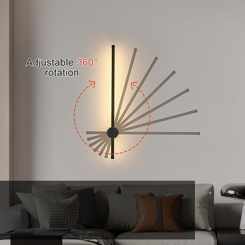 Moderne LED-wandlamp Lijnvorm Wandlamp 360° Draaibaar Warm Wit 3000K Voor Woonkamer, Slaapkamer, Hal, Entree Zwart 60cm