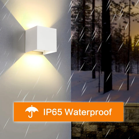 2-pack LED-wandlamp voor buiten, 12W binnenwandlampen met verstelbare hoek buitenmuurverlichting, waterdichte IP65 moderne wandlamp voor woonkamer, slaapkamer (wit) warm wit 3000K