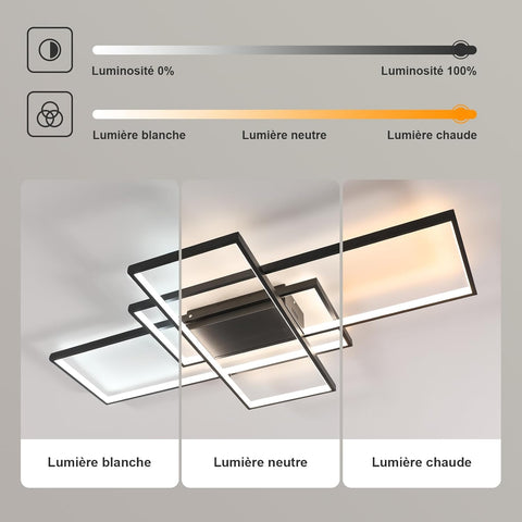 moderne dimbare led-plafondlamp dimbare 3000K-6000K rechthoekige plafondlamp voor woonkamer slaapkamer eetkamer kantoor zwart