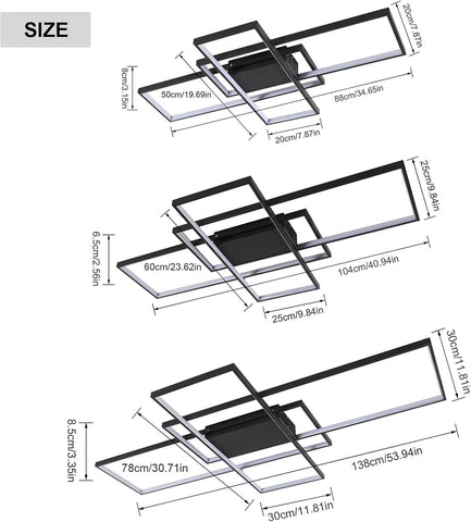 moderne dimbare led-plafondlamp dimbare 3000K-6000K rechthoekige plafondlamp voor woonkamer slaapkamer eetkamer kantoor zwart