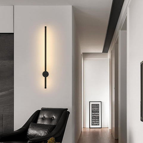 Moderne LED-wandlamp Lijnvorm Wandlamp 360° Draaibaar Warm Wit 3000K Voor Woonkamer, Slaapkamer, Hal, Entree Zwart 60cm