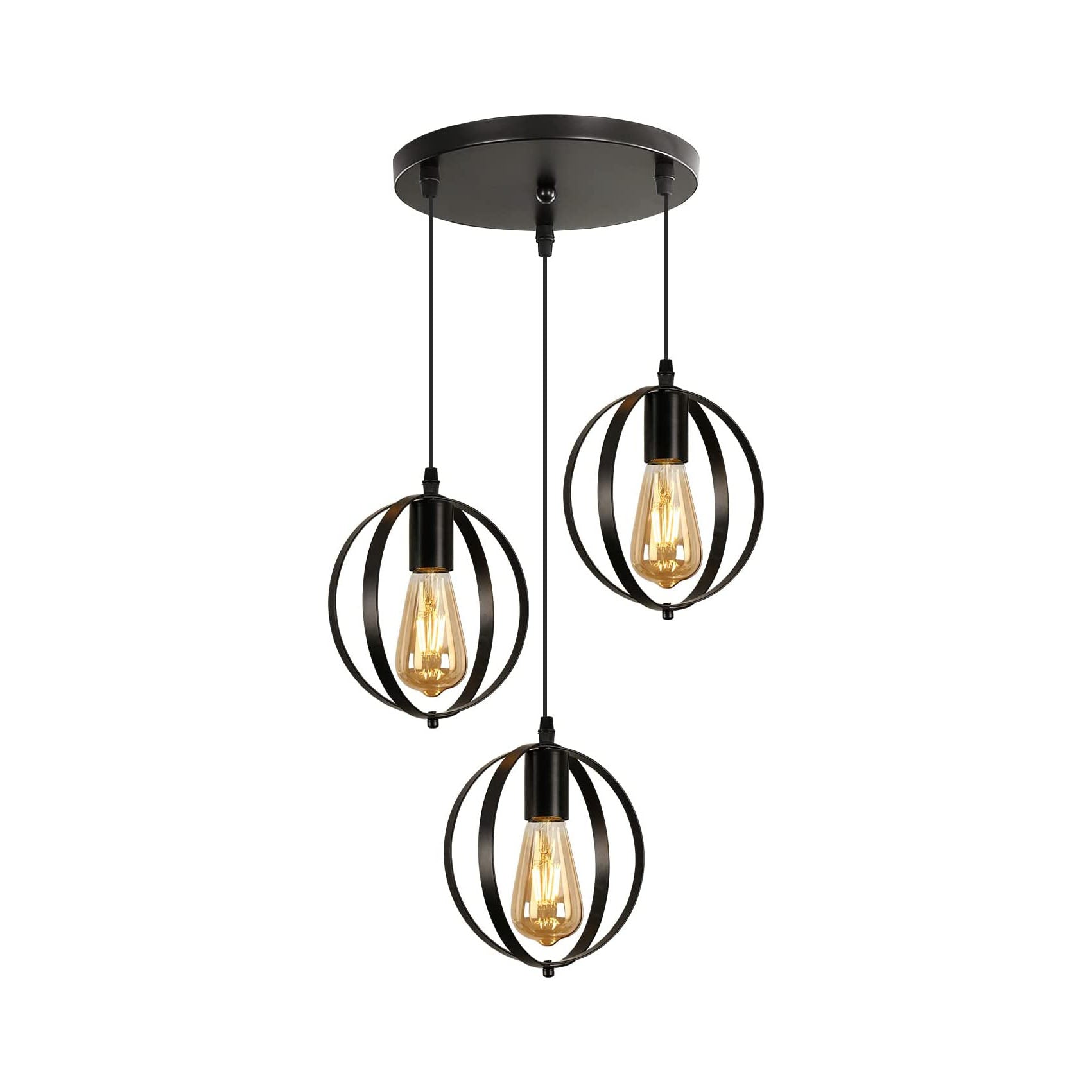 Plafonnier Vintage Industrielle, Lustre Suspension Salon Rétro, Réglable Abat-jour en Métal 