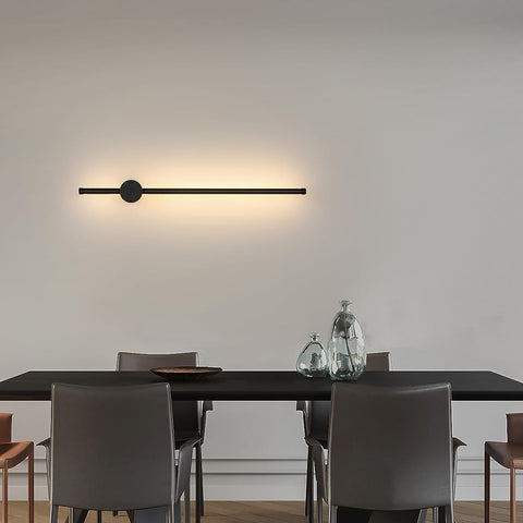 Moderne LED-wandlamp Lijnvorm Wandlamp 360° Draaibaar Warm Wit 3000K Voor Woonkamer, Slaapkamer, Hal, Entree Zwart 60cm
