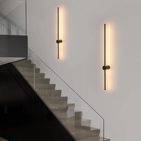 Moderne LED-wandlamp Lijnvorm Wandlamp 360° Draaibaar Warm Wit 3000K Voor Woonkamer, Slaapkamer, Hal, Entree Zwart 100cm