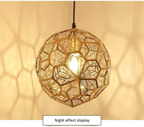 Gouden plafondlamp in roestvrij staal, modern en minimalistisch met polyhedrale structuur voor eetkamer, woonkamer, slaapkamer of bar - 37 cm.