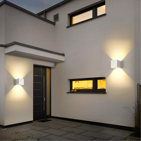 2-pack LED-wandlamp voor buiten, 12W binnenwandlampen met verstelbare hoek buitenmuurverlichting, waterdichte IP65 moderne wandlamp voor woonkamer, slaapkamer (wit) warm wit 3000K