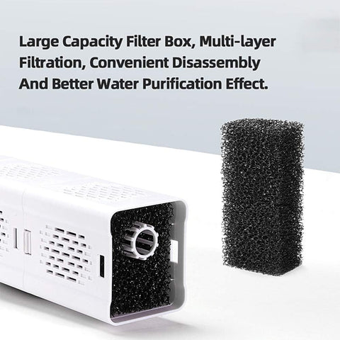 Aquariumbinnenfilter 80-250L, 15W stroomsnelheid van 1000L/H, interne filterpompfilter met filtersponzen