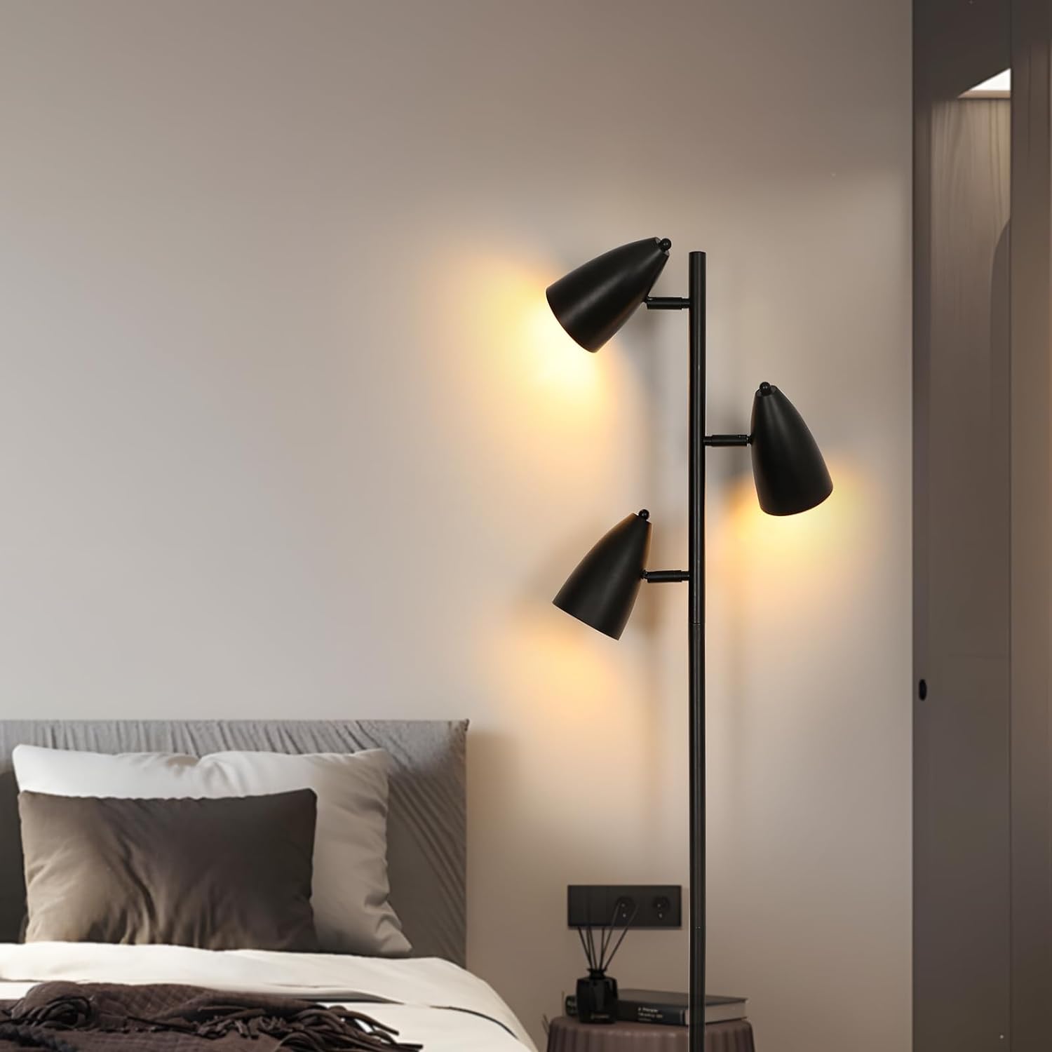 Lampadaire Sur Pied Pivotant Noir Lampe Sur Pied De Salon Chambre Douille E27 lampe