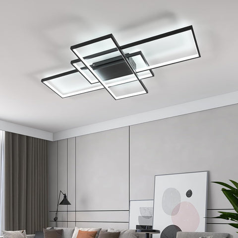 moderne dimbare led-plafondlamp dimbare 3000K-6000K rechthoekige plafondlamp voor woonkamer slaapkamer eetkamer kantoor zwart
