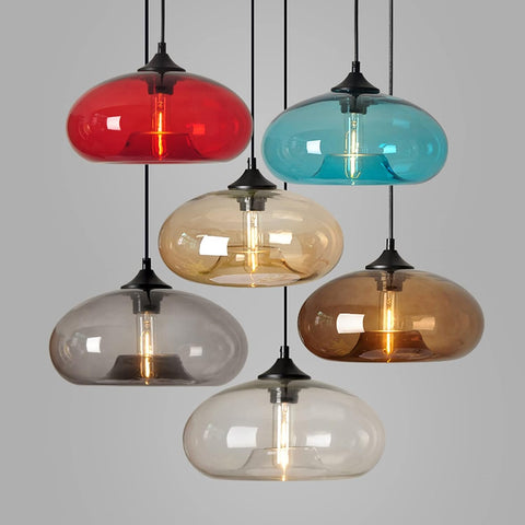 Moderne glazen hangende kleurrijke hanglamp voor woonkamer, bar, keuken, restaurant, café, eetkamer, Scandinavische huisverlichtingsarmaturen (donkerbruine kleur)