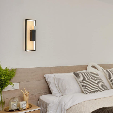 LED-wandlamp voor binnen, 15W 1200LM zwart creatief geometrisch ontwerp, moderne 3000K warm witte acryl wandlamp voor woonkamer, slaapkamer, hal, trap