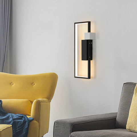 LED-wandlamp voor binnen, 15W 1200LM zwart creatief geometrisch ontwerp, moderne 3000K warm witte acryl wandlamp voor woonkamer, slaapkamer, hal, trap