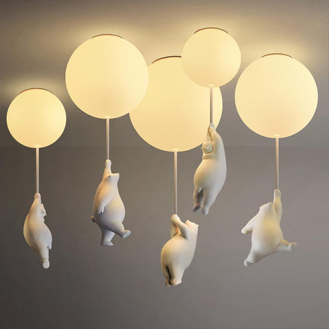 Moderne Scandinavische plafondlamp staande beer 25cm acryl lampenkap E27 kop zonder lichtbron geschikt voor slaapkamer woonkamer terras café