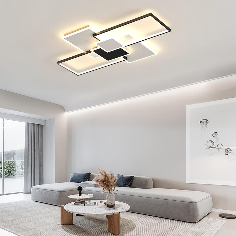 Plafonnier LED Dimmable avec Télécommande - Design Créatif en Forme de Cercle Métallique