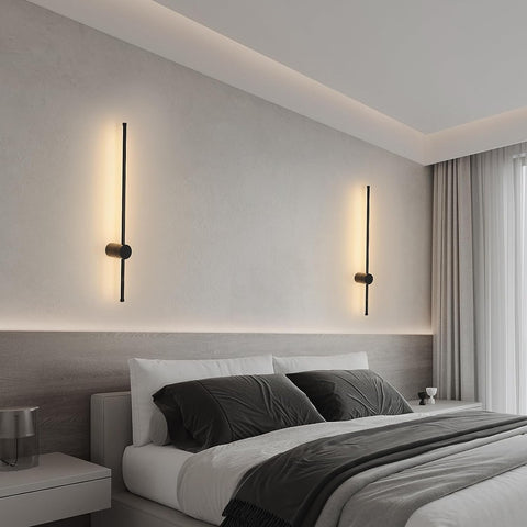 Moderne LED-wandlamp Lijnvorm Wandlamp 360° Draaibaar Warm Wit 3000K Voor Woonkamer, Slaapkamer, Hal, Entree Zwart 80cm