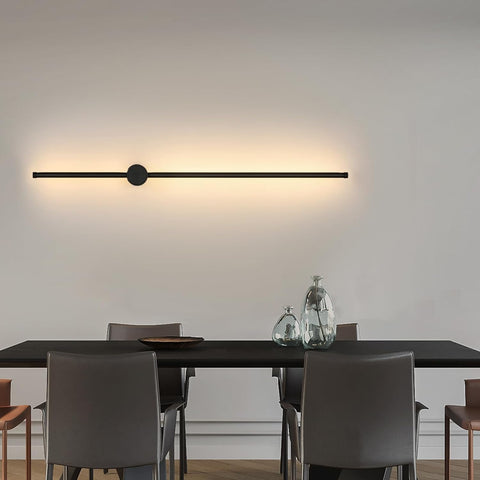Moderne LED-wandlamp Lijnvorm Wandlamp 360° Draaibaar Warm Wit 3000K Voor Woonkamer, Slaapkamer, Hal, Entree Zwart 100cm