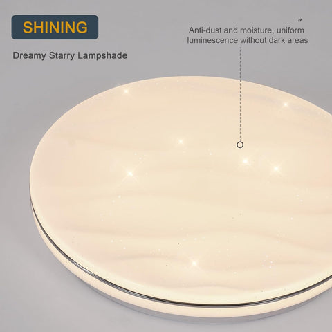 Sterrenhemel led-plafondlamp, 24W plafondlamp voor kinderslaapkamer neutraal wit 4000K, led-kroonluchter moderne ronde plafondlamp voor keuken hal slaapkamer badkamer
