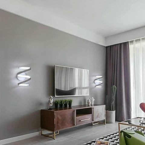 LED-wandlamp voor binnen, 18W witte spiraalvormige wandlamp, moderne wandlamp voor slaapkamer, gang, kantoor, koud wit licht 6500K