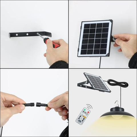 Buitenlicht op zonne-energie, 120° stralingshoek, IP65 buitenlicht op zonne-energie met afstandsbediening, 5M kabel, 3 kleurtemperatuurmodi voor tuin, garage, tuin, trap, terras