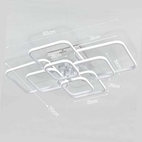 Moderne 8-koppige aluminium LED-plafondlamp, 114W, koelwit 6500K voor gang, slaapkamer, keuken en woonkamer