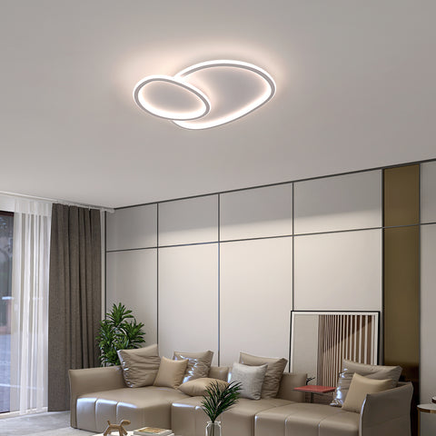 Moderne dimbare LED-plafondlamp in kiezelvorm - Wit, 50*45,5*6,5cm, met afstandsbediening, drie lichtkleuren, 220V - voor woonkamer, slaapkamer