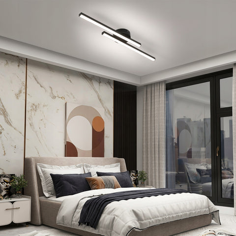 Driekleurige LED-plafondlampen met 2 rechte parallellen, zwart, 17W 58,5*10CM, aluminium, voor woonkamer slaapkamer