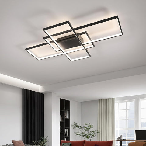 moderne dimbare led-plafondlamp dimbare 3000K-6000K rechthoekige plafondlamp voor woonkamer slaapkamer eetkamer kantoor zwart
