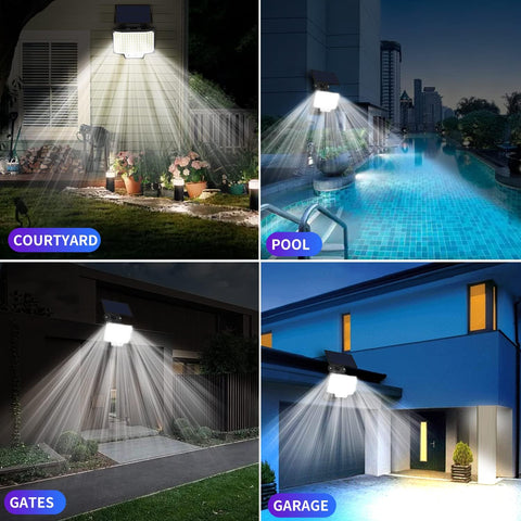 Buitenverlichting op zonne-energie (2 stuks), buitenverlichting op zonne-energie met bewegingssensor, IP65 buitenverlichting op zonne-energie, 160 LED-buitenverlichting op zonne-energie, 3 standen, met afstandsbediening