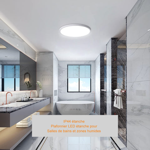 LED Plafondlamp Ø30cm 24W 2160LM Plafondlamp IP44 LED Badkamer Plafondlamp voor Slaapkamer, Badkamer, Keuken, Gang, Balkon Licht 6500K Koud Wit