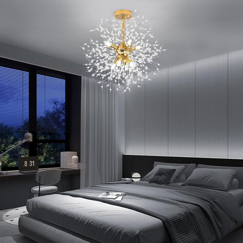 Moderne plafondlamp kristallen kroonluchters, gouden vuurwerkkroonluchter, K9 kristallen plafondlampen, 8 G9 verlichtingsarmatuur gouden lampen voor woonkamer, slaapkamer, eetkamer, hal