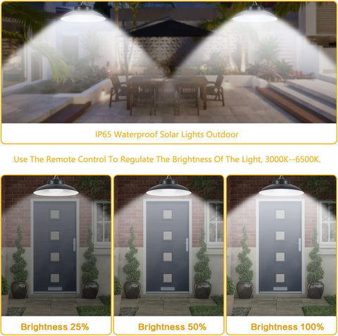 Buitenlicht op zonne-energie, 120° stralingshoek, IP65 buitenlicht op zonne-energie met afstandsbediening, 5M kabel, 3 kleurtemperatuurmodi voor tuin, garage, tuin, trap, terras
