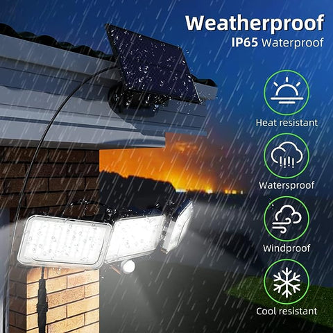 Solar Light Outdoor 224 LED Bewegingssensor LED Wandlamp Koel Wit 6000K voor Binnenplaats Tuin Gang Terras Dichtbij muur Pad Patio Villa