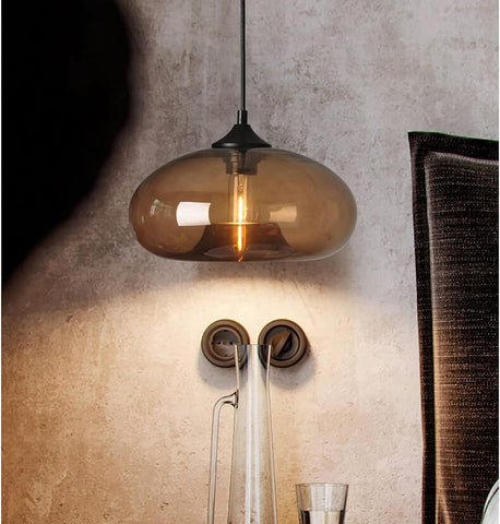 Moderne glazen hangende kleurrijke hanglamp voor woonkamer, bar, keuken, restaurant, café, eetkamer, Scandinavische huisverlichtingsarmaturen (donkerbruine kleur)