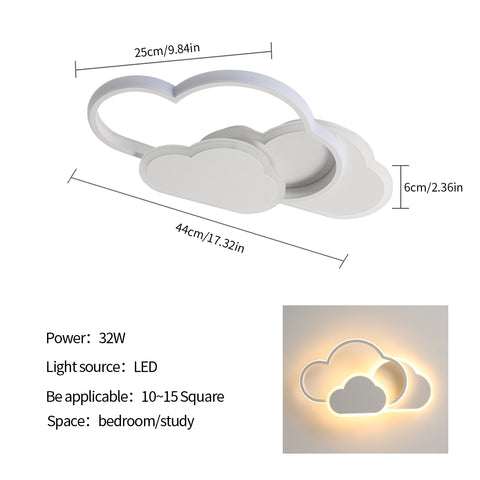LED-plafondlamp, woondecoratie plafondverlichting, 36W witte acryl kroonluchter, wolkvormige plafondlamp voor slaapkamer, woonkamer, eetkamer, 3000K warm licht
