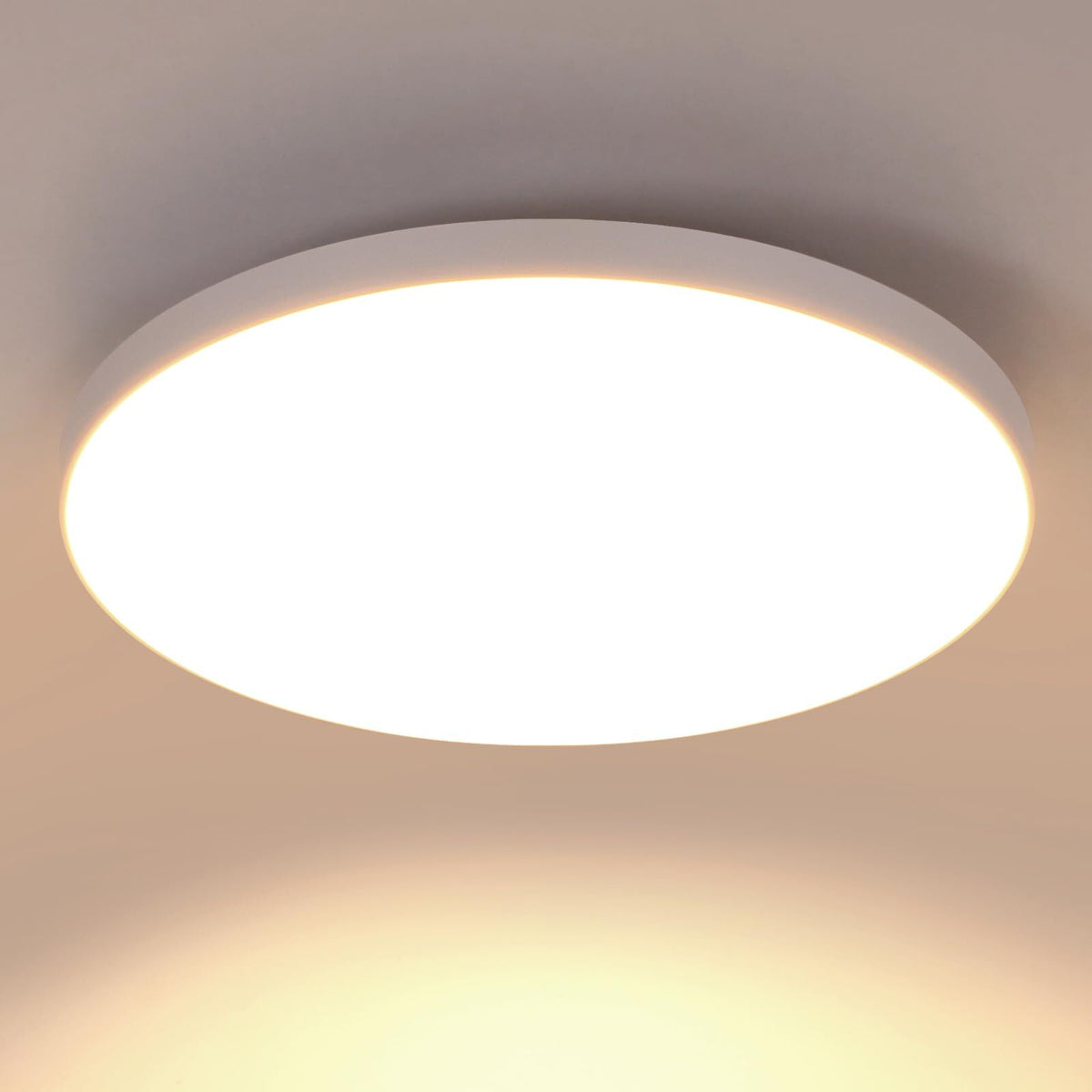 Plafonnier LED, Blanc Rond 27*5 CM, 24W 3000K Lumière Blanche Chaude, ABS, Triple Protection pour Chambre Balcon