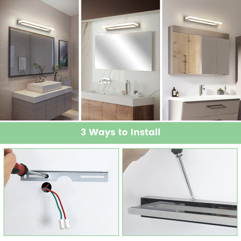 Acryl LED-spiegellamp - Zilver, 42 cm, 9 W, neutraal licht 4500 K, 220 V