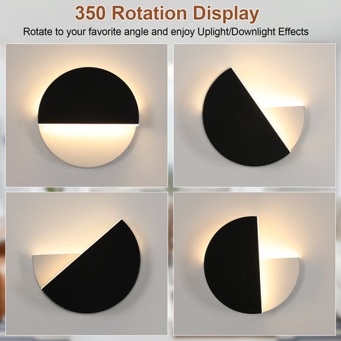 Eenvoudige en moderne LED-wandlamp, draaibare zwarte wandlamp, 8W warm licht