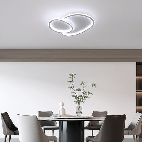 Moderne dimbare LED-plafondlamp in kiezelvorm - Wit, 50*45,5*6,5cm, met afstandsbediening, drie lichtkleuren, 220V - voor woonkamer, slaapkamer