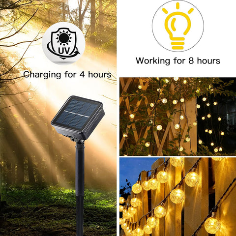 Buitenverlichting op zonne-energie 9,5M 50 LED 8 standen zonnelampen met afstandsbediening, buitenverlichting op zonne-energie en via USB