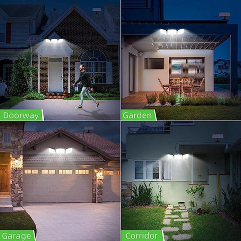 Solar Light Outdoor 224 LED Bewegingssensor LED Wandlamp Koel Wit 6000K voor Binnenplaats Tuin Gang Terras Dichtbij muur Pad Patio Villa