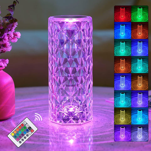 LED-bureaulamp en acryl-bedlamp met aanraakafstandsbediening, 16 kleuren en 4 modi, kleurwisselend RGB-sfeerlicht