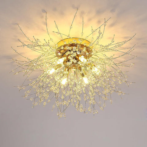 LED-plafondlamp Kristallen kroonluchter Moderne K9 kristallen hanglamp Plafondlamp Verstelbare kleurtemperatuur 3000K/4500K/6500K 6 G9 Plafondlamp Goud