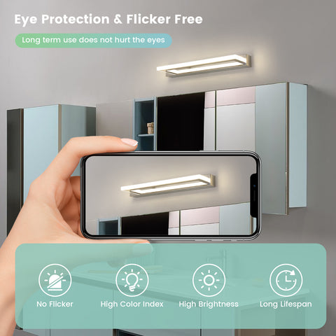 Acryl LED-spiegellamp - Zilver, 42 cm, 9 W, neutraal licht 4500 K, 220 V