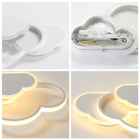 LED-plafondlamp, woondecoratie plafondverlichting, 36W witte acryl kroonluchter, wolkvormige plafondlamp voor slaapkamer, woonkamer, eetkamer, 3000K warm licht